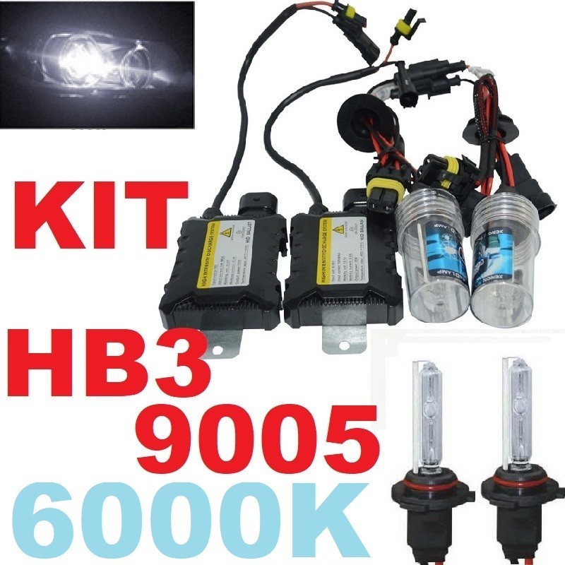 KIT XENON BLANCO PURO 6000K BOMBILLA HB3 9005 CRUCE LARGA 35W 55W