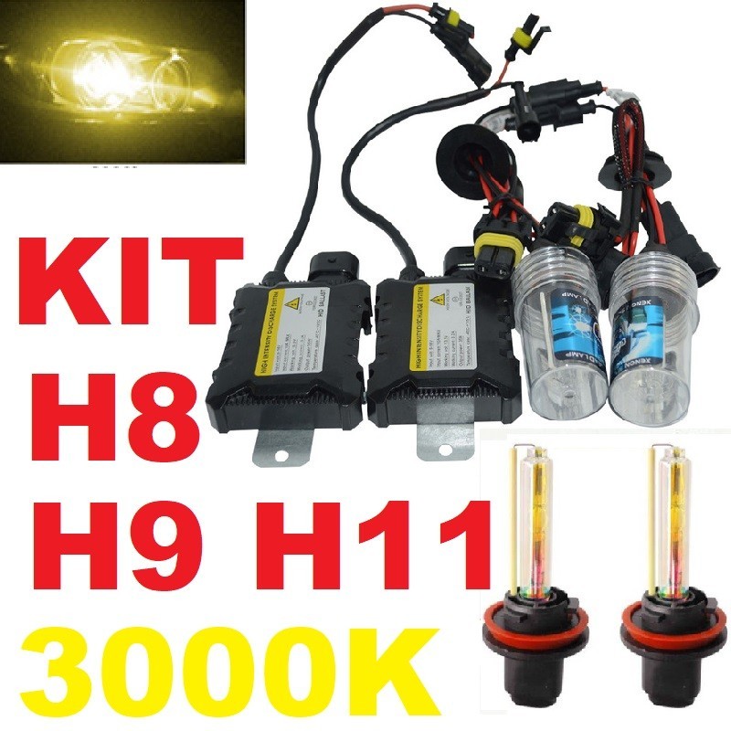 KIT XENON AMARILLO 3000K BOMBILLA H8 H9 H11 CRUCE LARGA NIEBLA 35W 55W KIT XENON AMARILLO 3000K BOMBILLA H8 H9 H11 CRUCE LARGA NIEBLA 35W 55W